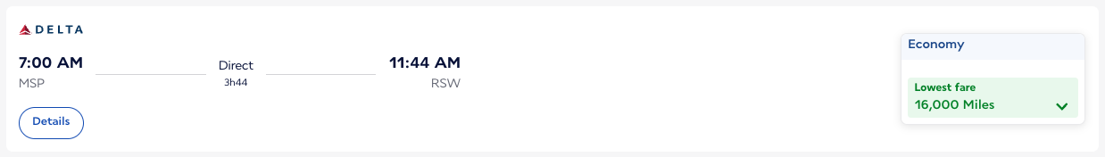 Flying Blue award from MSP-RSW